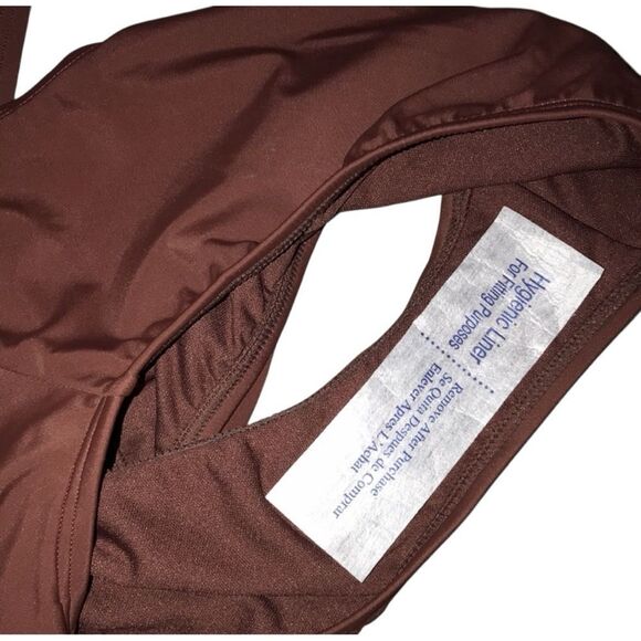 Shade & Shore ~ NEW Cocoa Brown One-Piece Twist Front Plunge Women’s Swimsuit - Picture 9 of 11